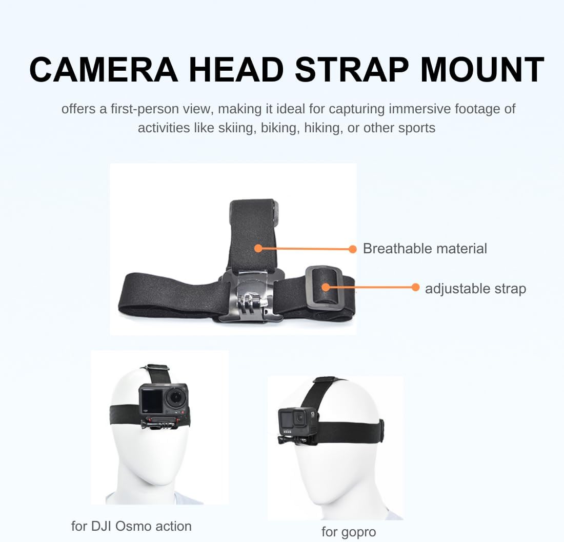 Accessory Kit for DJI Osmo Action: Camera Chest Strap, Camera Head Mount, Camera Wrist Mount, Camera Backpack Clip Mount , J-Type Quick-Release Mount, Compatible with DJI Osmo Action 5 Pro, Action 4