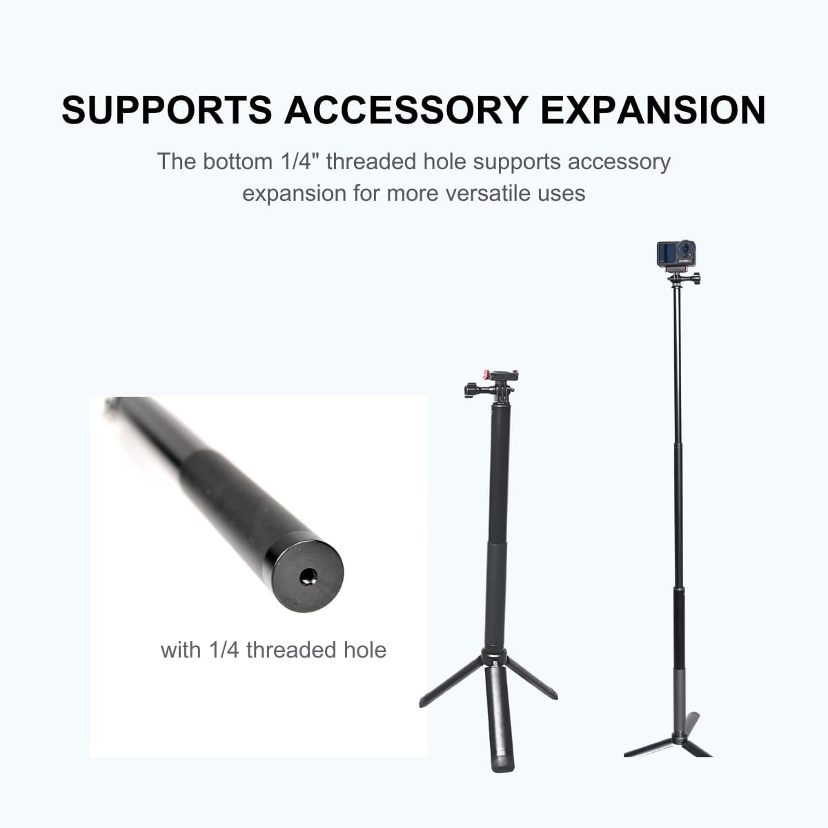 Extension Rod for DJI Osmo Action 5 Pro / 4/3, 13.8-59" Aluminum Pole with Quick Release Mount