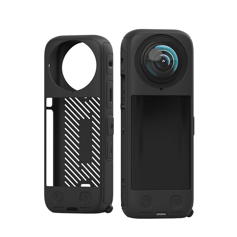 Fotoleey X4 Accessory Kit- Silicone Case, Lens Cover and Tempered Screen Protector for Insta360 X4 black