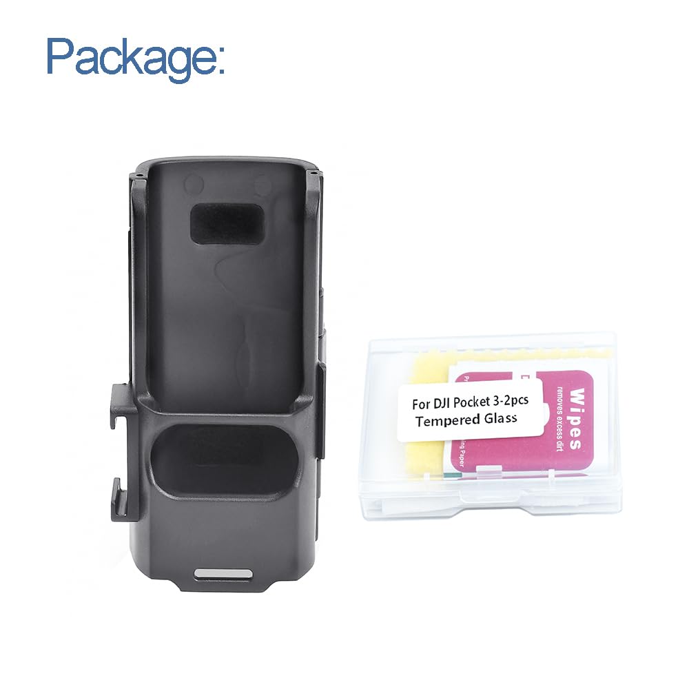 Fotoleey Tripod Mount for DJI Osmo Pocket 3 with Lens Protector & Screen Protector, Dual Two-claw Interface and Cold-shoe Interface