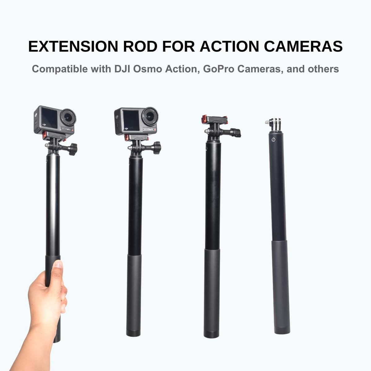 Extension Rod for DJI Osmo Action 5 Pro / 4/3, 13.8-59" Aluminum Pole with Quick Release Mount