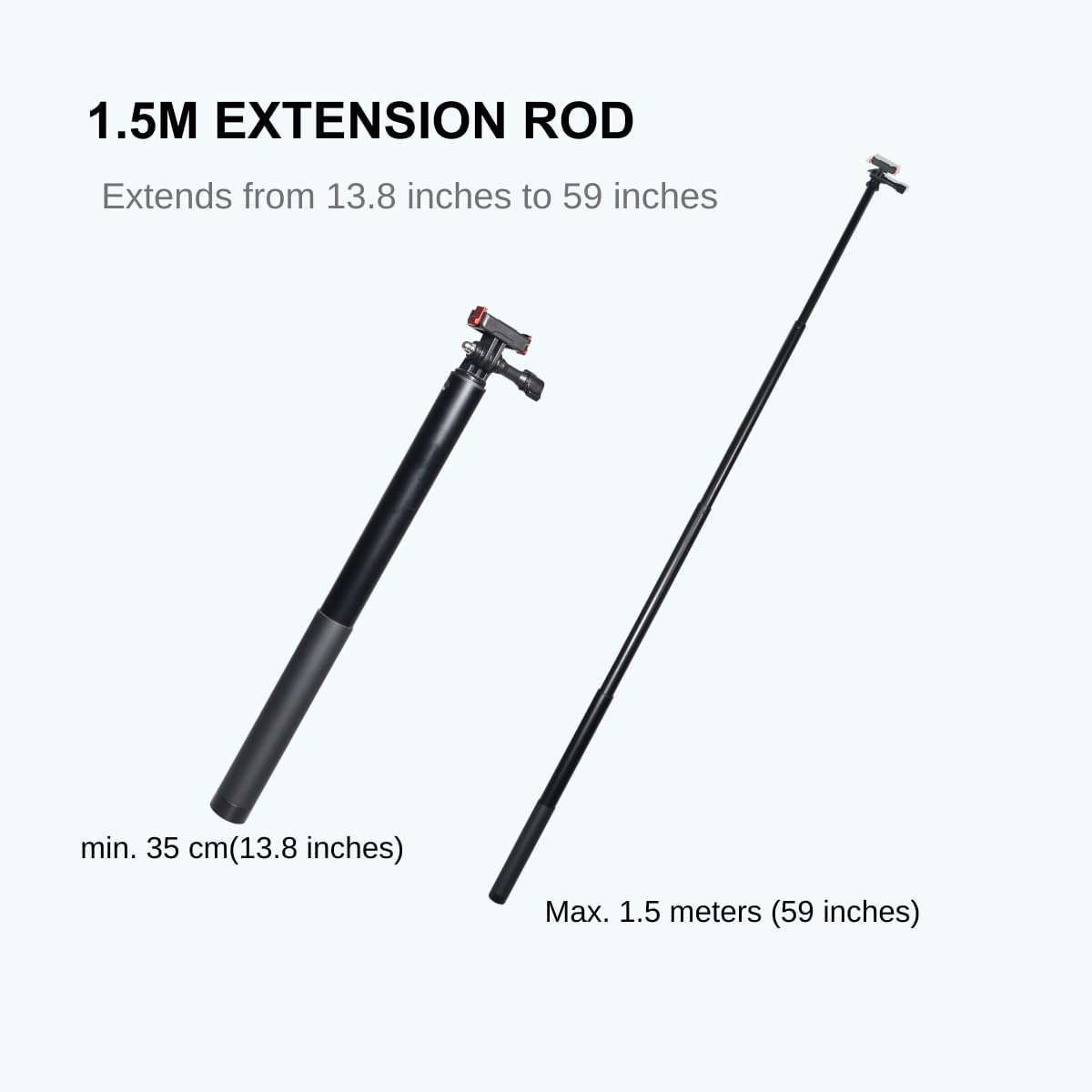 Extension Rod for DJI Osmo Action 5 Pro / 4/3, 13.8-59" Aluminum Pole with Quick Release Mount