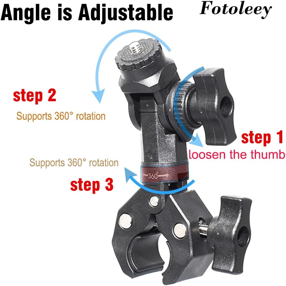 Fotoleey Camera Motorcycle Mount Kit for Insta360 X4 /X3/X2/Ace, Heavy Duty Handlebar Duty, with Extension Rod, Double Flexible Adhesive Helmet Mount,Compatible with GoPro Hero 13, Hero 12, Hero 11