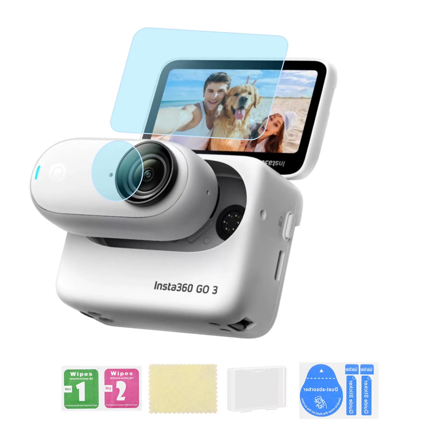 Fotoleey Magnetic Quick Release Mount for Insta360 Go 3 with Screen Protector and Lens Protector