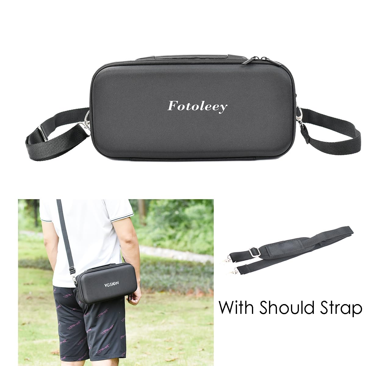 Fotoleey Carry Case for Insta360 X4 with Shoulder Strap, Handle, Nylon & EVA Material Hard Shell