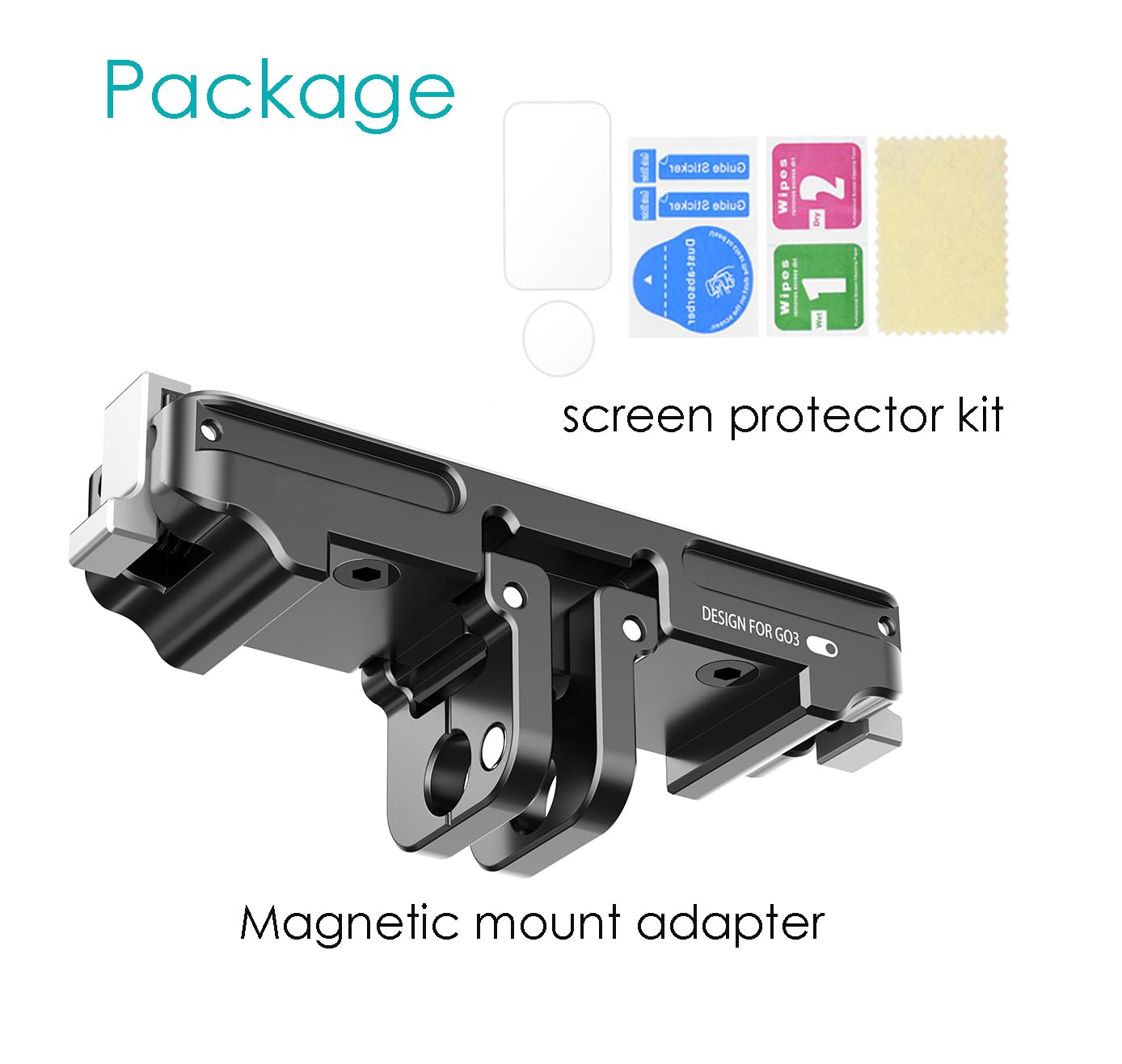 Fotoleey Magnetic Quick Release Mount for Insta360 Go 3 with Screen Protector and Lens Protector