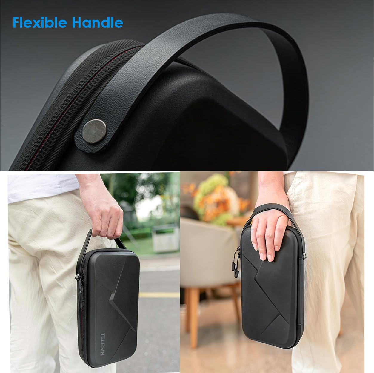 Fotoleey Carrying Case for Insta360 Ace Pro, Ace, PU Shell, Adjustable Inner Divider