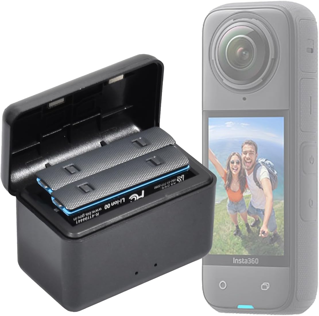 Fotoleey Fast Power Charger for Insta360 X4, Support 2 Batteries Charging, Current Protection
