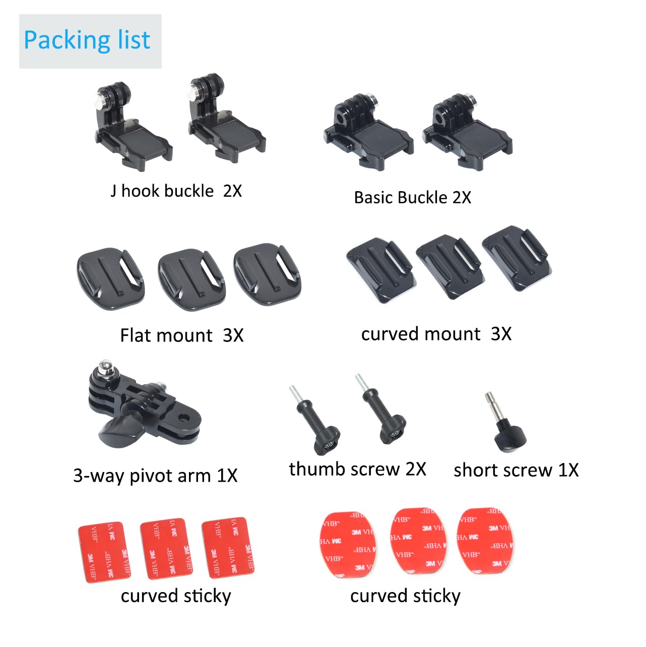 Fotoleey Flat+ Curved Adhesive Mount Kit for GoPro Hero 12, Hero 11, Hero 10, Hero 9, Hero 8 including 3 Way Pivot Arm Apply for Helmets/Surfboards/Dashboards for Diverse Shooting Scenarios