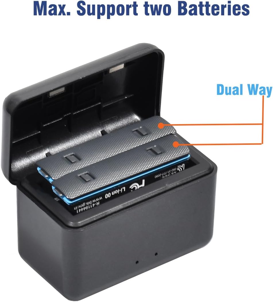 Fotoleey Fast Power Charger for Insta360 X4, Support 2 Batteries Charging, Current Protection