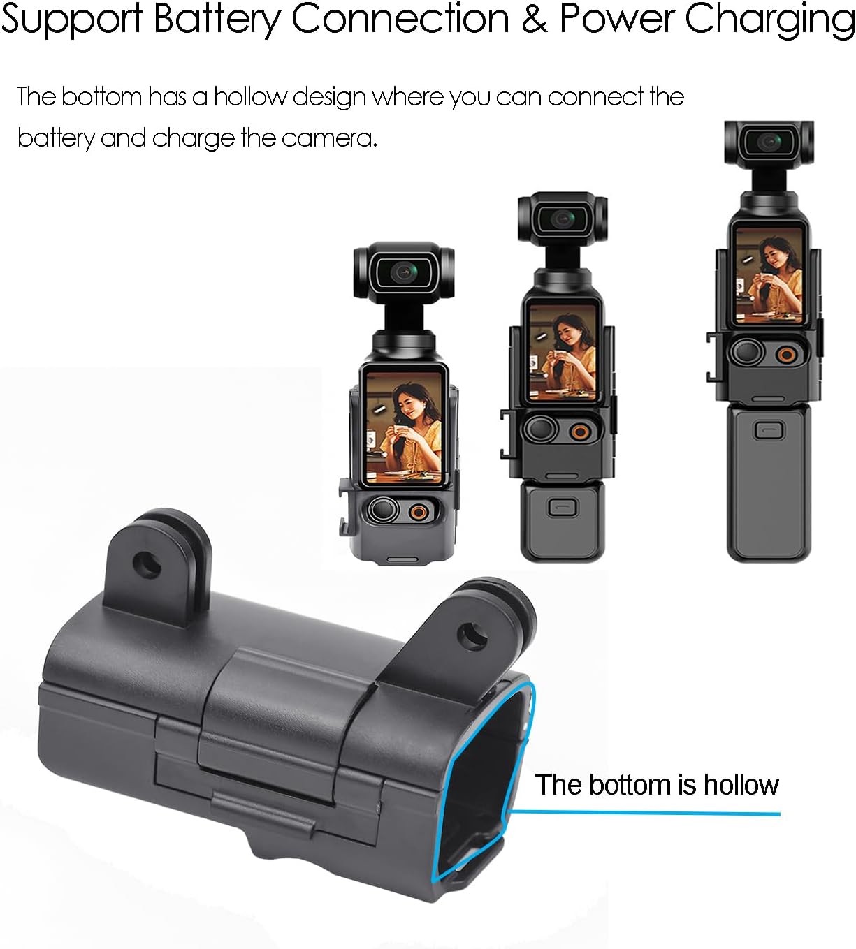 Fotoleey Mount Adapter for DJI Osmo Pocket 3 - Includes Lens Protector & Screen Protector, Dual Two-Claw Interface and Cold-Shoe Interface