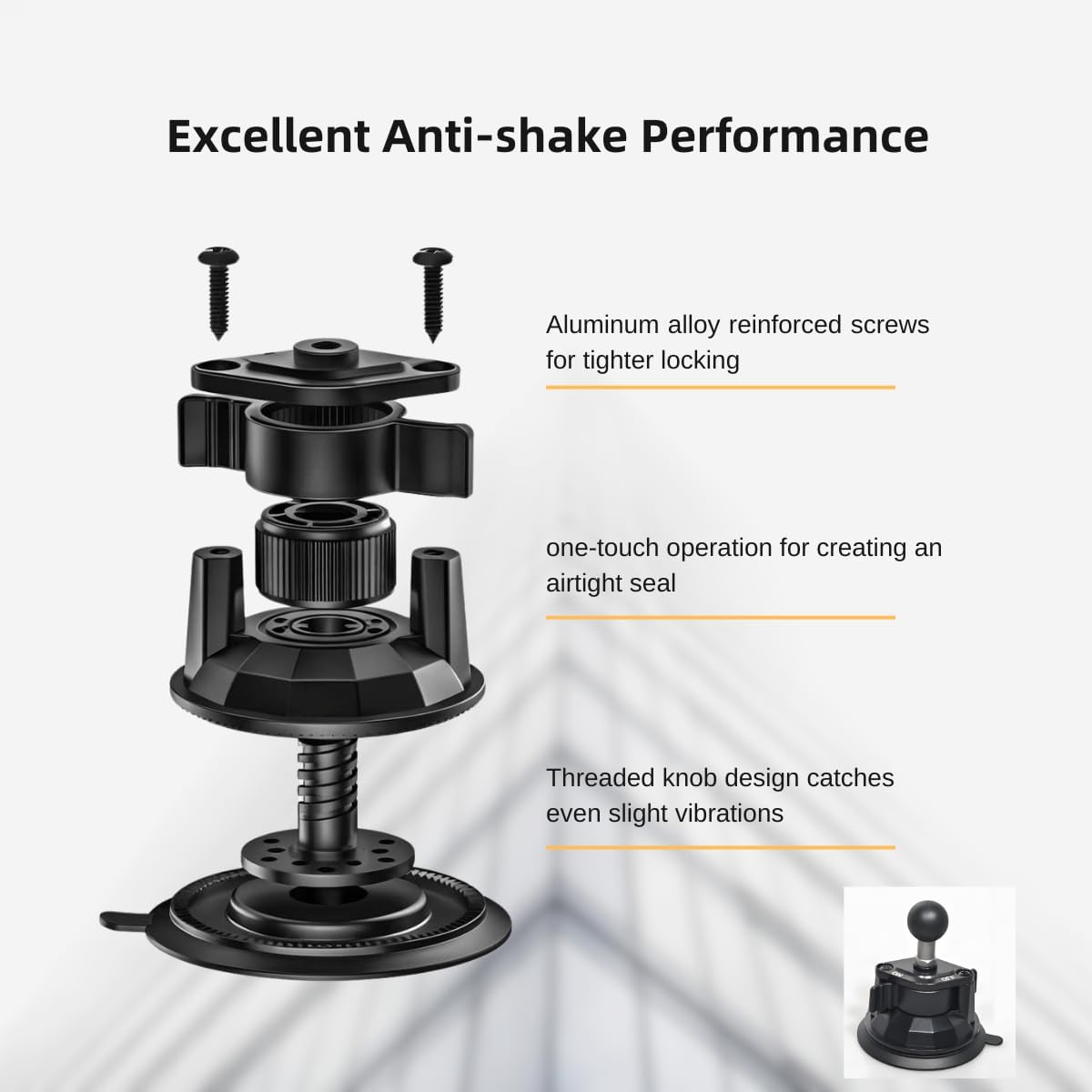 Fotoleey Suction Cup Mount for Osmo Action 5, Insta360 X4, X3 - Compatible with Action Cameras, Dash Cams, and Smartphones