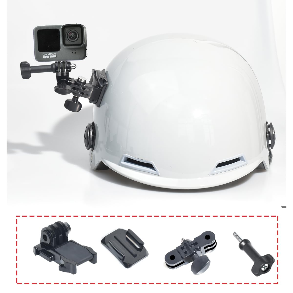 Fotoleey Flat+ Curved Adhesive Mount Kit for GoPro Hero 12, Hero 11, Hero 10, Hero 9, Hero 8 including 3 Way Pivot Arm Apply for Helmets/Surfboards/Dashboards for Diverse Shooting Scenarios