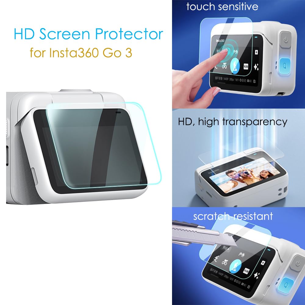 Fotoleey Magnetic Quick Release Mount for Insta360 Go 3 with Screen Protector and Lens Protector