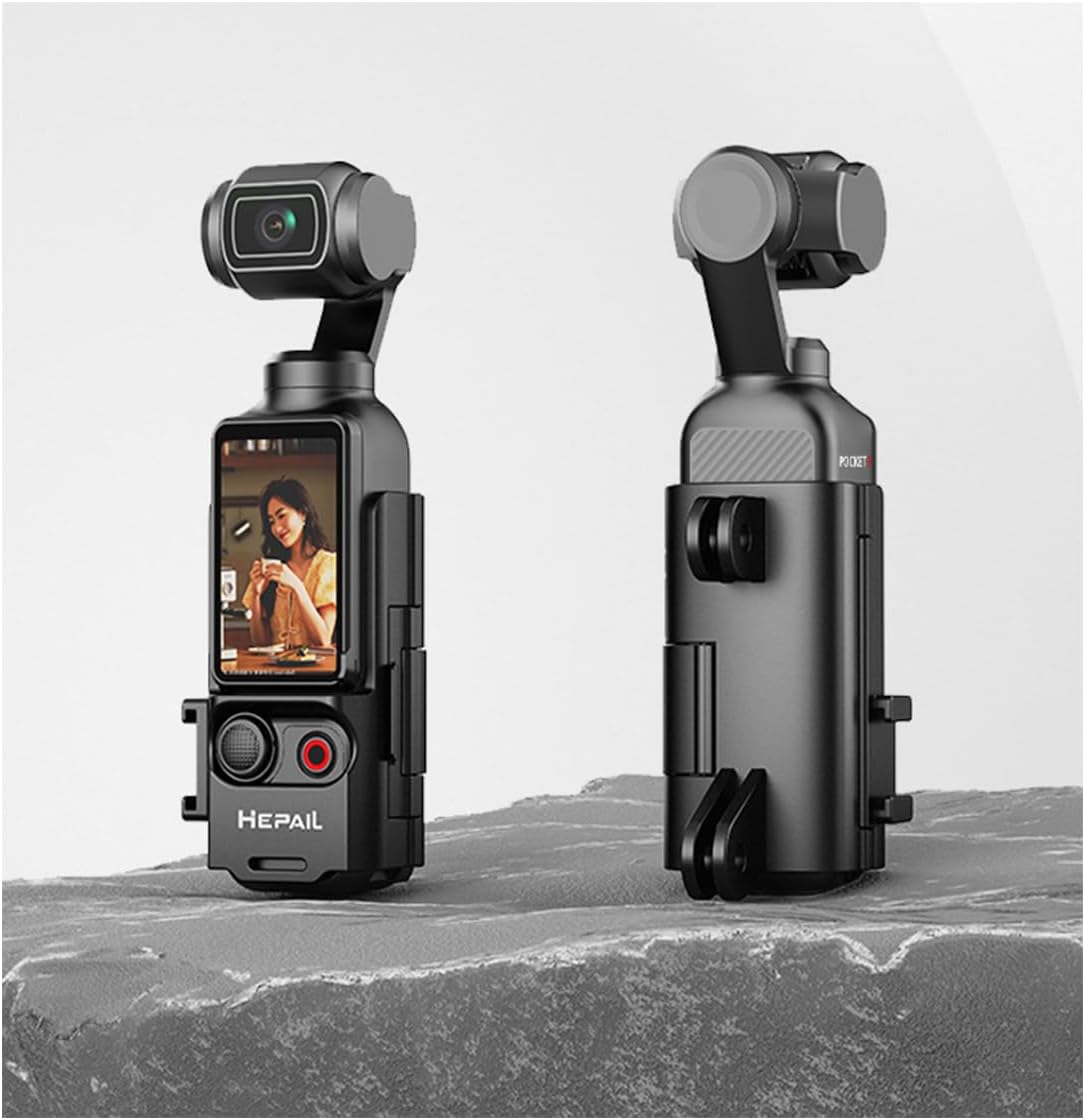 Fotoleey Mount Adapter for DJI Osmo Pocket 3 - Includes Lens Protector & Screen Protector, Dual Two-Claw Interface and Cold-Shoe Interface