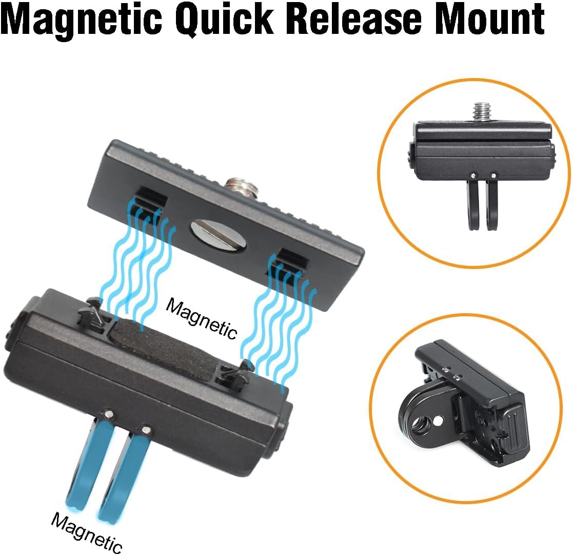 Fotoleey Magnetic Quick Release Mount for Insta360 X3, X2 - Disassemble & Switch Camera Easily, 1/4" & 2-Prong Compatible, Includes Thumb Screw