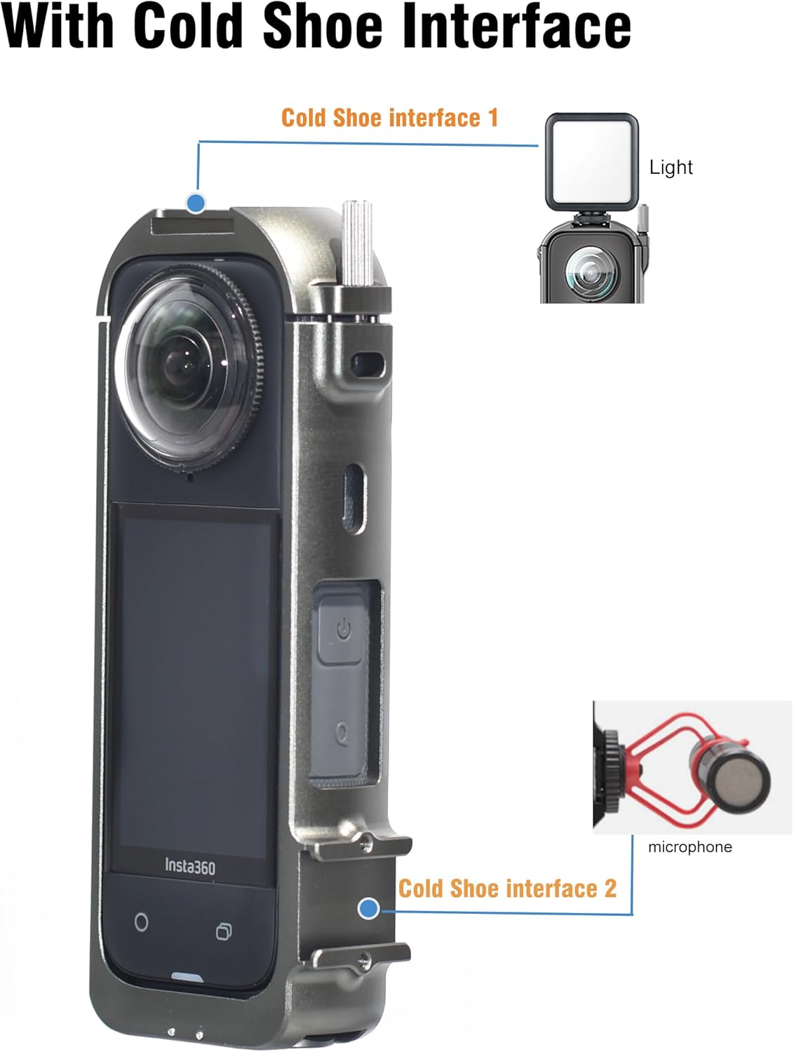 Fotoleey Metal Case for Insta360 X4 with Cold-Shoe Interface