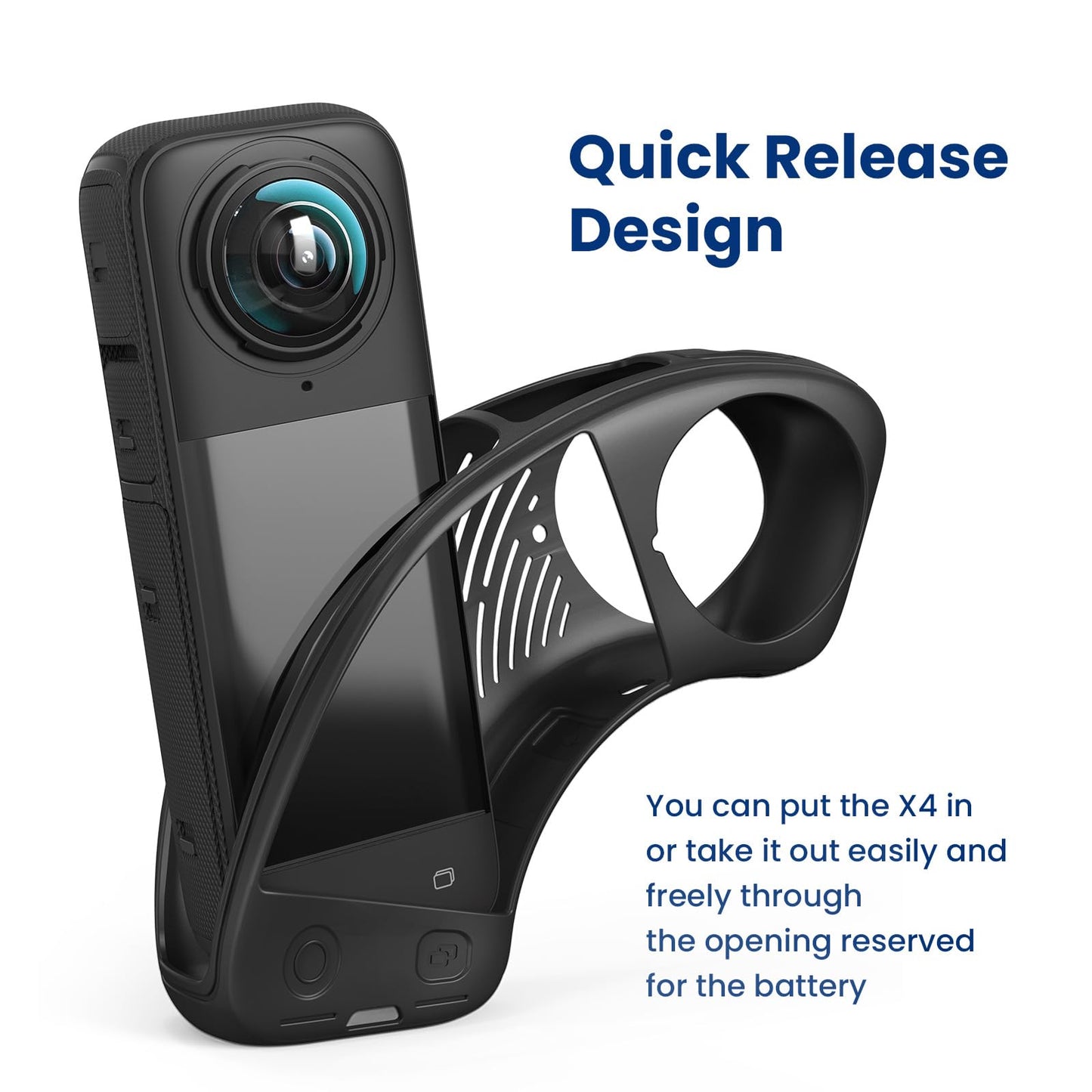 Fotoleey X4 Accessory Kit- Silicone Case, Lens Cover and Tempered Screen Protector for Insta360 X4 black