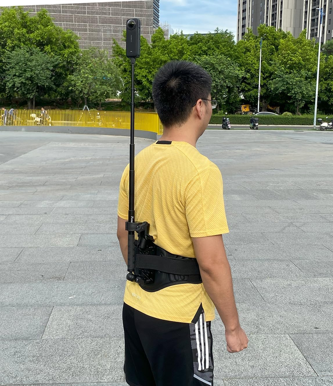 Fotoleey Updated Back Bar Waist Strap Mount for Insta360 X4, X3, X2, Ace Pro, Go Pro Max, Hero 12, Hero 11, Hiking and Cycling, Adjustable up to 55 inches (Stick not Included)