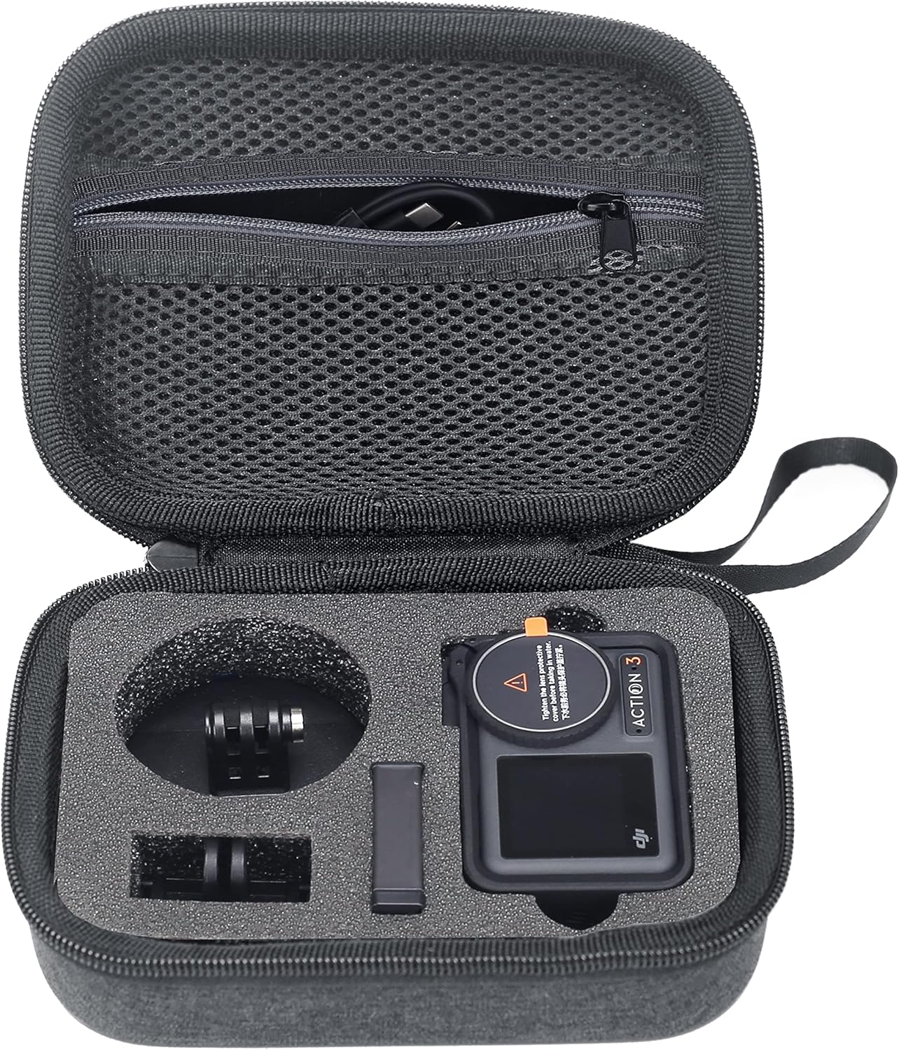 Hard Shell Carrying Case for DJI Osmo Action 4 - Includes Screen Protectors & Helmet Adhesive Mount