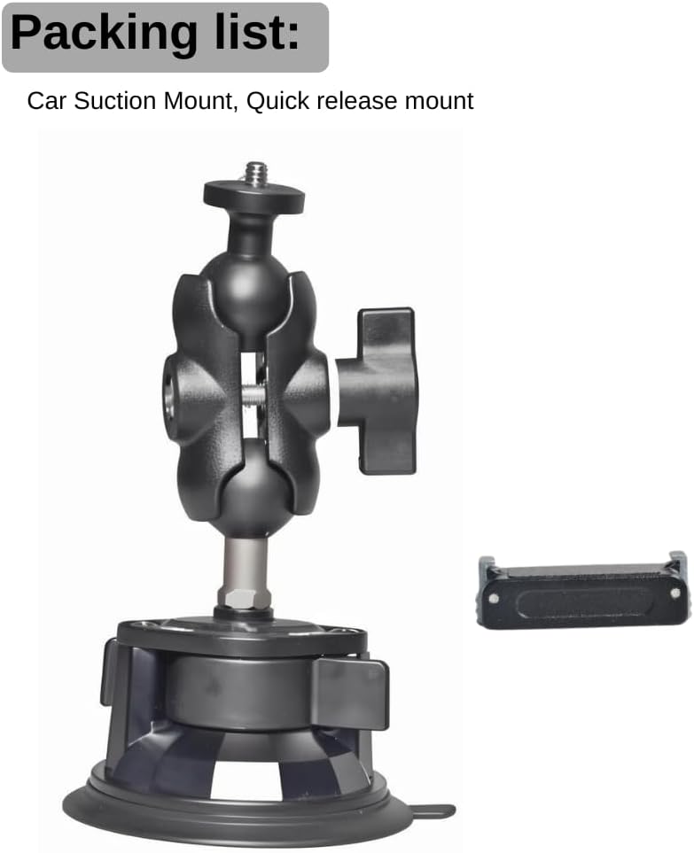 Fotoleey Suction Cup Mount for Osmo Action 5, Insta360 X4, X3 - Compatible with Action Cameras, Dash Cams, and Smartphones