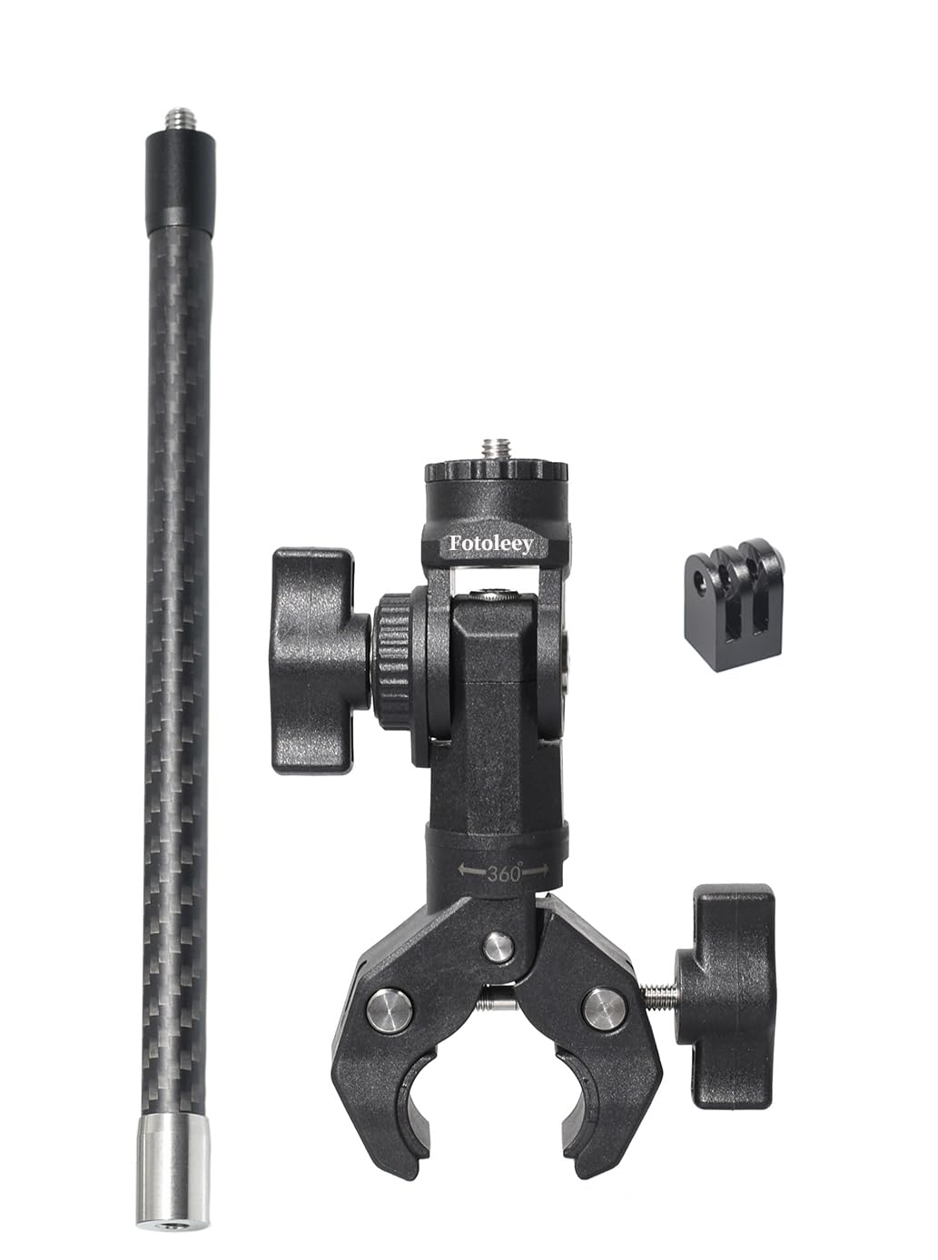 Fotoleey 360 Camera Motorcycle Mount, Bicycle Handlebar Mount for Insta360 X4, X3, X2, Ace Pro, Ace, GoPro with Extension Rod
