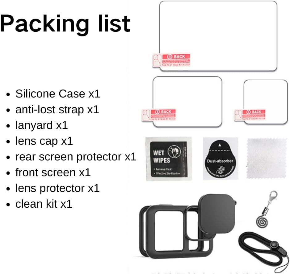 Protective Kit Silicone Case for GoPro Hero 13 Including Battery Cover, Screen Protector, Lens Protector, Lens Cap & Lanyard - Accessories for GoPro 13 Action Camera