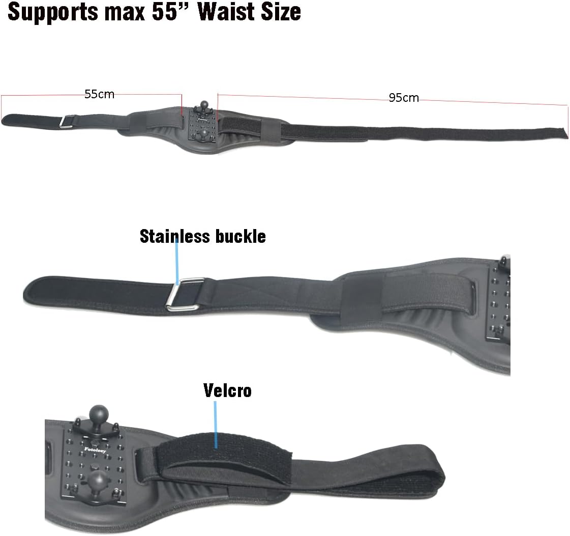 Fotoleey Updated Back Bar Waist Strap Mount for Insta360 X4, X3, X2, Ace Pro, Go Pro Max, Hero 12, Hero 11, Hiking and Cycling, Adjustable up to 55 inches (Stick not Included)