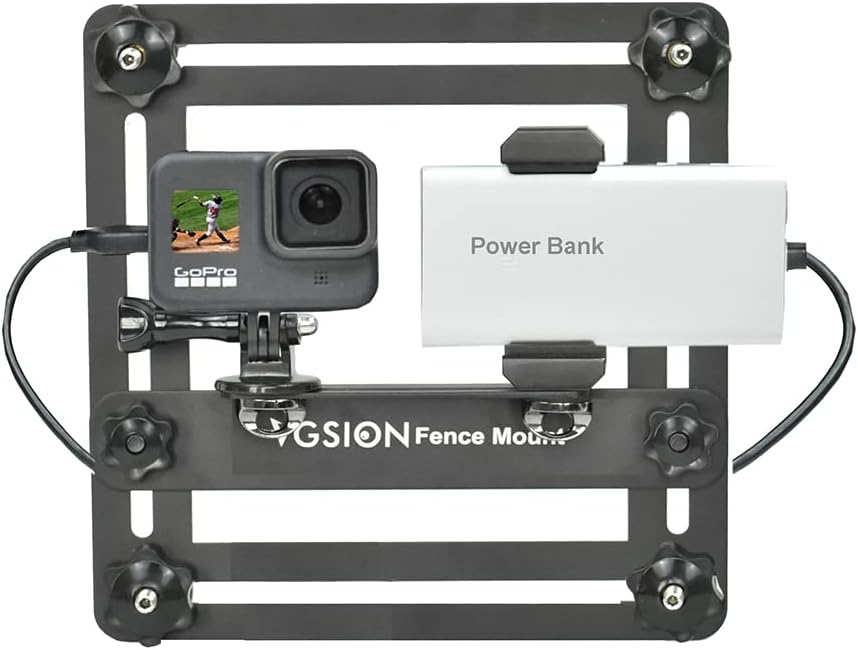 Action Camera Fence Mount for GoPro Hero 13, Hero12/11/10/9/8 Compatible with iPhone,BlackBerry, Samsung Galaxy S III Metal Phone Clip Supporting Recording While Charging, Apply for Ball Games
