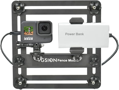 Action Camera Fence Mount for GoPro Hero 13, Hero12/11/10/9/8 Compatible with iPhone,BlackBerry, Samsung Galaxy S III Metal Phone Clip Supporting Recording While Charging, Apply for Ball Games