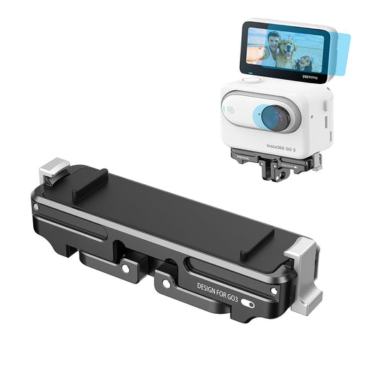 Fotoleey Magnetic Quick Release Mount for Insta360 Go 3 with Screen Protector and Lens Protector