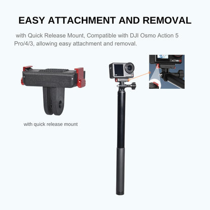 Extension Rod for DJI Osmo Action 5 Pro / 4/3, 13.8-59" Aluminum Pole with Quick Release Mount