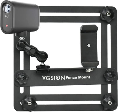 Action Camera/Phone Fence Mount for Baseball/Tennis Game, Angle Adjustable, Dual Clips, Support Power Bank, Compatible with iPhone 15, 14, 13 & Go Pro Hero 13/12/11, Easy Mounting