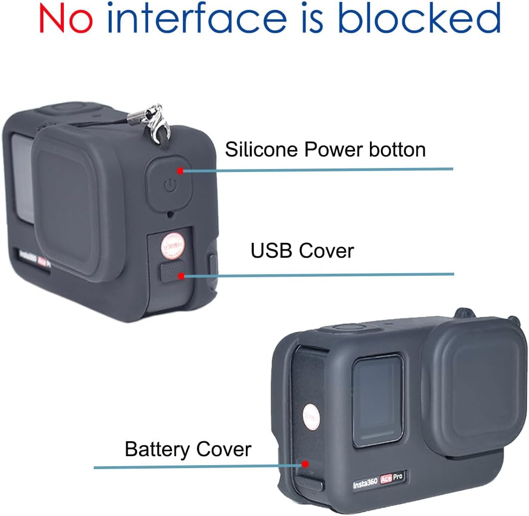 Fotoleey Silicone Case Screen Protector Lens Protector and Lens Cap for Insta360 ace pro