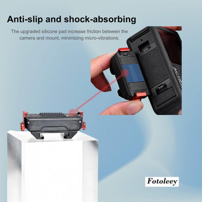 Fotoleey Quick Release Cold Shoe Mount Adapter for DJI Osmo Action 5 Pro/4/3 - Metal Strong Magnetic Quick-Release Camera Mount with Anti-Slip Silicone Pad
