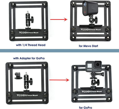 Camera Baseball Fence Mount for GoPro Hero 13, Mevo Start, Action Camera, Cell Phone, Ajustable, Secure Attachment,Support Recording While Charging Compatible with Insta360 X4, iPhone