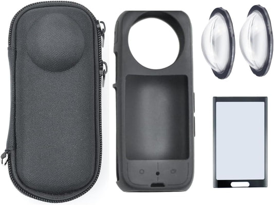 Fotoleey Protective Accessories Kit for Insta360 X4, X4 Accessory Kit Include Lens Guard, Screen Protector, camera soft sleeve, hard shell case