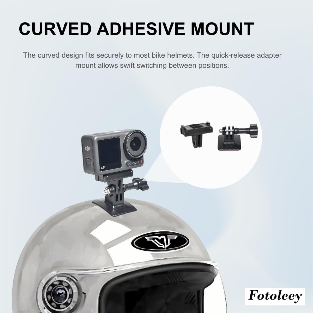 Fotoleey Camera Flat and Curved Adhesive Mount Kit for DJI Action 5 Pro /4/3,Includes Quick-Release Mount and Thumb Screw