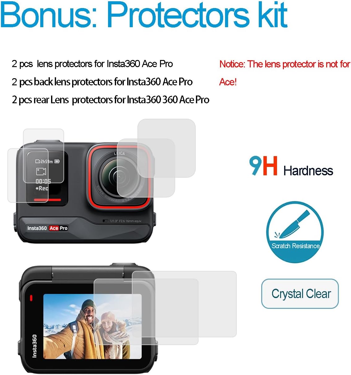 Fotoleey Silicone Case Screen Protector Lens Protector and Lens Cap for Insta360 ace pro