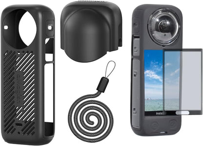 Fotoleey Silicone Case for Insta360 X4, Screen Protector for Insta 360 X4 Includes Lens Cap