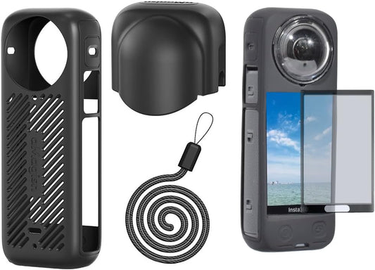 Fotoleey Silicone Case for Insta360 X4, Screen Protector for Insta 360 X4 Includes Lens Cap