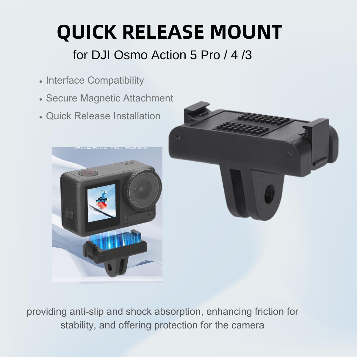 Fotoleey Camera Flat and Curved Adhesive Mount Kit for DJI Action 5 Pro /4/3,Includes Quick-Release Mount and Thumb Screw