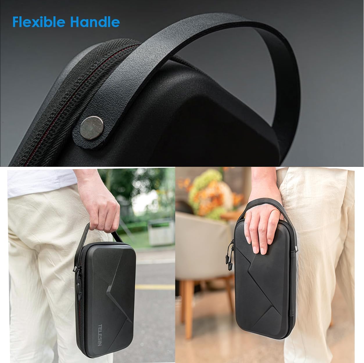 Fotoleey Carrying Case for Insta360 Ace Pro, Ace, PU Shell, Adjustable Inner Divider