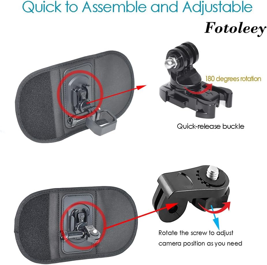 Fotoleey Backpack Mount for DJI Osmo Pocket 3 Compatible with Insta360 X3/X2/Ace Pro/Ace, GoPro Hero 12/11/10/9/8 Adjustable