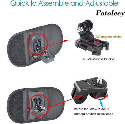 Fotoleey Backpack Mount for DJI Osmo Pocket 3 Compatible with Insta360 X3/X2/Ace Pro/Ace, GoPro Hero 12/11/10/9/8 Adjustable