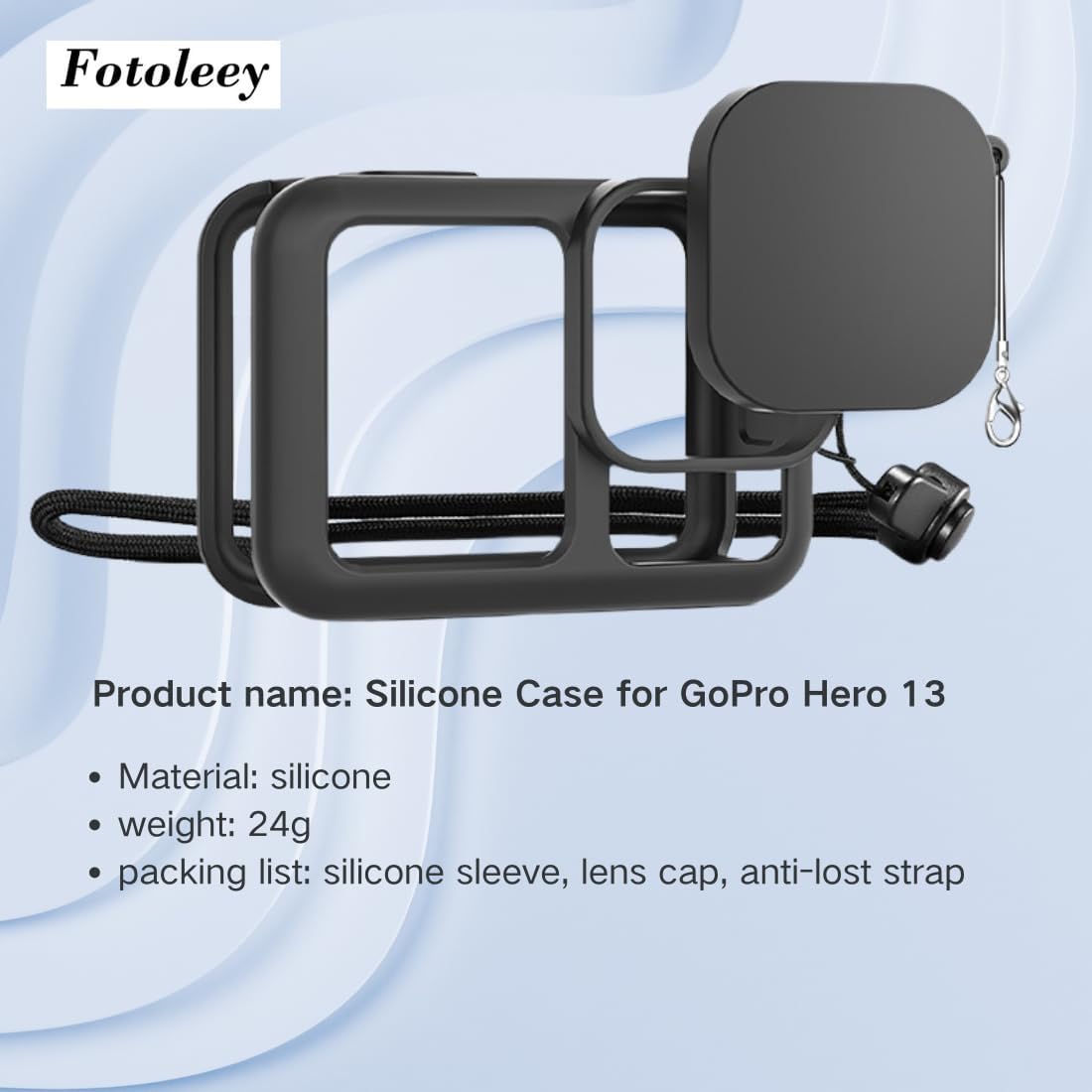 Protective Kit Silicone Case for GoPro Hero 13 Including Battery Cover, Screen Protector, Lens Protector, Lens Cap & Lanyard - Accessories for GoPro 13 Action Camera