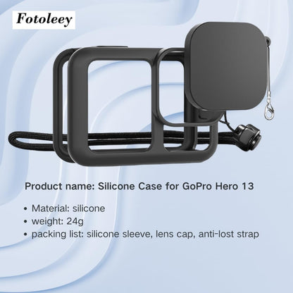 Protective Kit Silicone Case for GoPro Hero 13 Including Battery Cover, Screen Protector, Lens Protector, Lens Cap & Lanyard - Accessories for GoPro 13 Action Camera