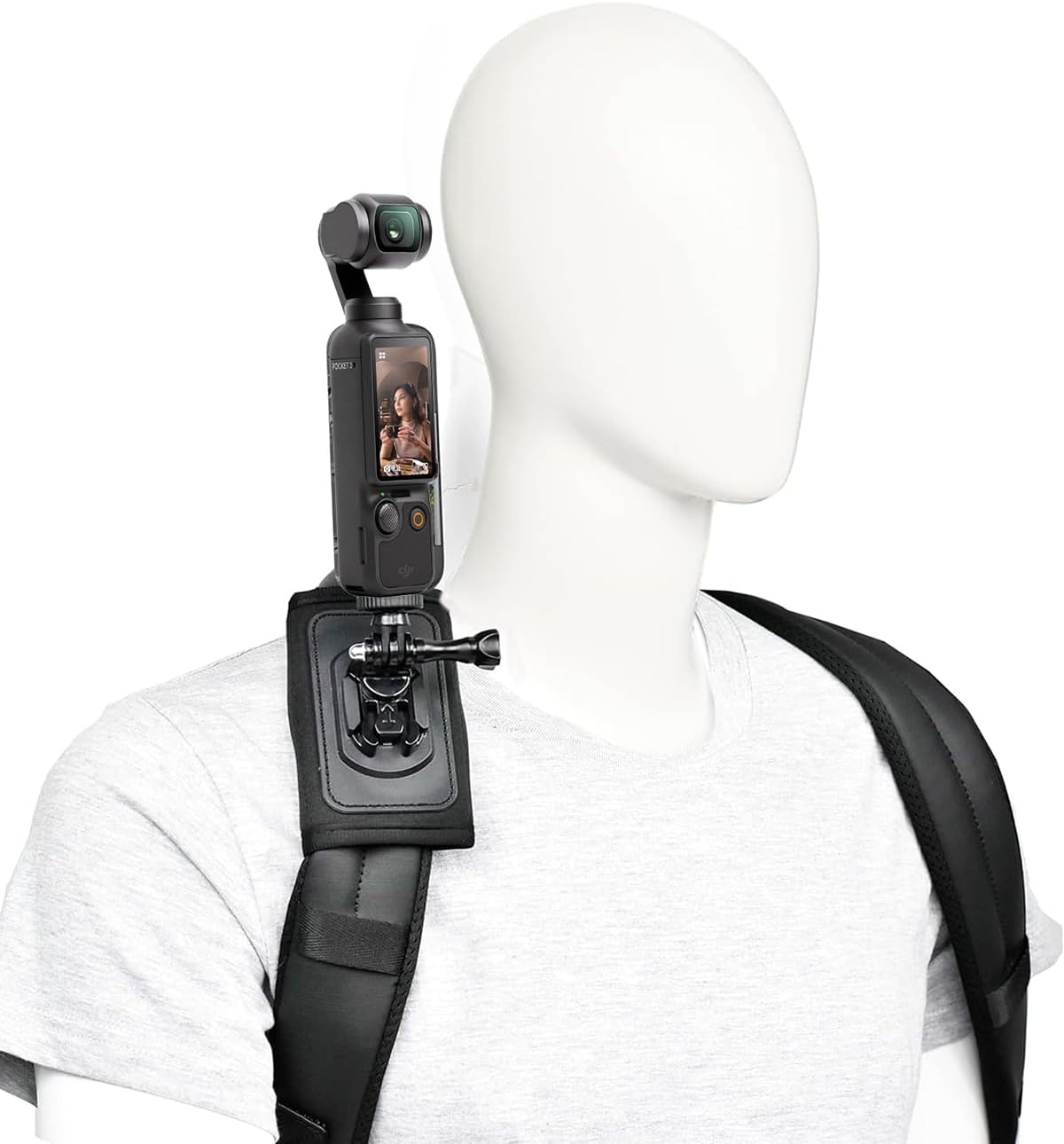 Fotoleey Backpack Mount for DJI Osmo Pocket 3 Compatible with Insta360 X3/X2/Ace Pro/Ace, GoPro Hero 12/11/10/9/8 Adjustable