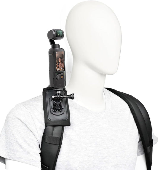 Fotoleey Backpack Mount for DJI Osmo Pocket 3 Compatible with Insta360 X3/X2/Ace Pro/Ace, GoPro Hero 12/11/10/9/8 Adjustable