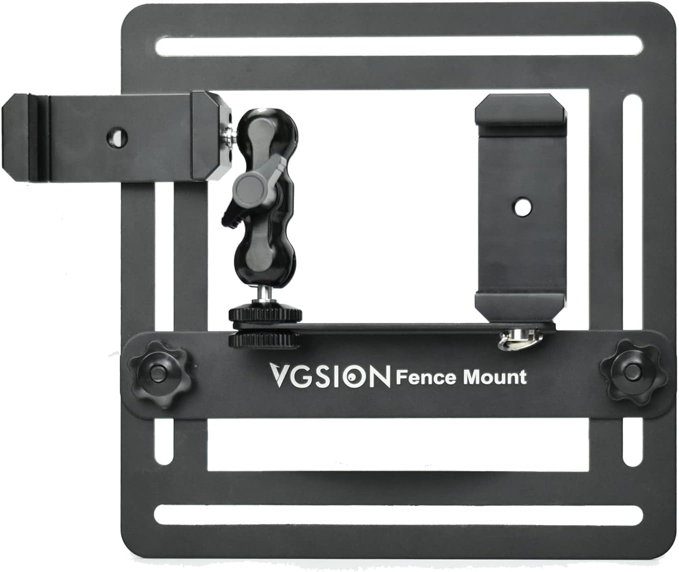 Action Camera/Phone Fence Mount for Baseball/Tennis Game, Angle Adjustable, Dual Clips, Support Power Bank, Compatible with iPhone 15, 14, 13 & Go Pro Hero 13/12/11, Easy Mounting